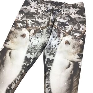 Yizzam Camouflage Grey Deer Womens Leggings Size XL